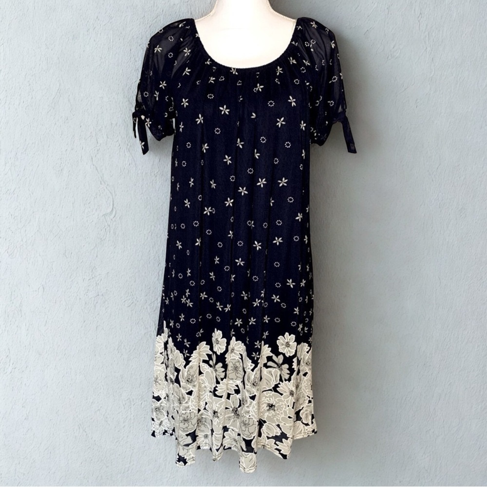 NWT Siren Lily Boho Floral Midi Dress Navy Women Size PM